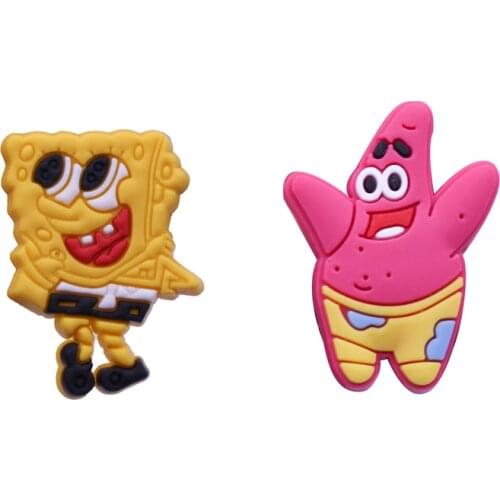 2PCS PVC Animated Cartoon Charm Shoes Accessories Cute Children Croc Jibz Bracelet Pendant Friends Party Gift Stall Goods