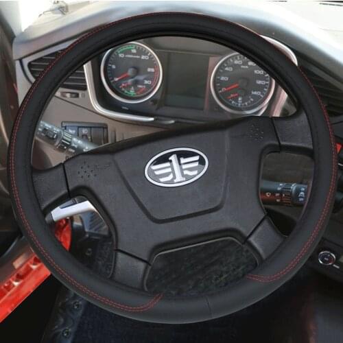 KKYSYELVA Leather Steering Wheel Covers for Car Bus Truck 36 38 40 42 45 47 50cm Diameter Auto Steering-wheel cover
