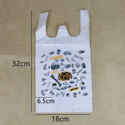 100pcs Fast Food Plastic Bag Portable Disposable Hamburger Fried Chicken Chips Popcorn Packaging Takeout Bags