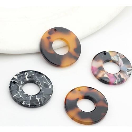 23mm Acetic Acid Resin Charms Pendants Flat Smooth Round Circle Charms Pendants For DIY Jewelry Making Finding Accessories