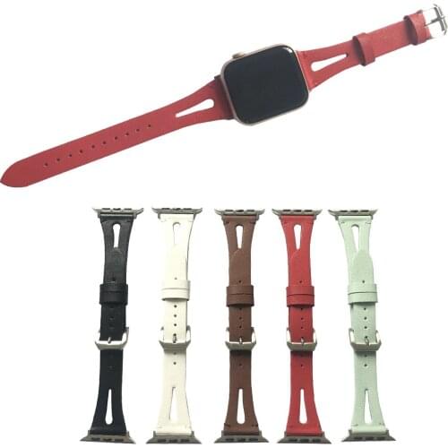 High Quality Leather Watchband For Apple Watch 5 4 3 2 Band 44MM 40MM 42MM 38MM Fashion Hollow-out Replacement Strap For iWatch