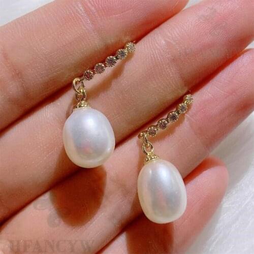 White Drops Baroque Pearl Earring 18k Hook Fashion Wedding Dangle Gift Flawless Irregular Natural Accessories Jewelry Earbob