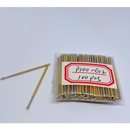 100pcs Metal Brass Nickel-Plated Compression Test Pin P100-G2 Diameter 1.36mm Household Electronic Universal Probe