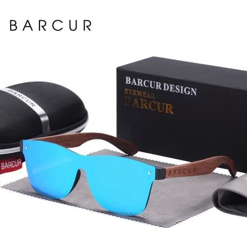 BARCUR Wood Sunglasses Natural Black Walnut Sun glasses for Men Eyewear Women Polarized UV400 Oculos De Sol Masculino Feminino