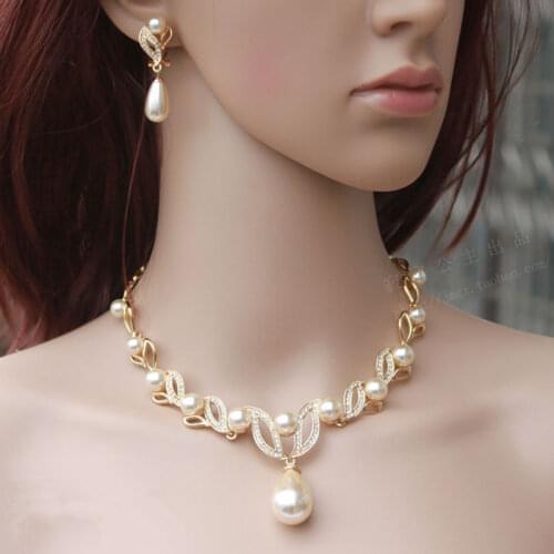 Wedding Accessories Bride Jewelry Sets Earring Necklace Jewelri Set With Pearl For Women Acero Inoxidable Joyeria Mujer New 2021