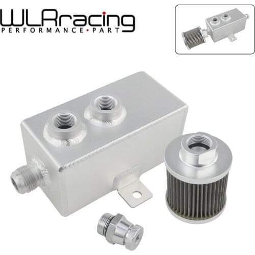 Universal 1L Aluminum oil catch can tank with breather & drain tap 1LT baffled Natural Finish WLR9491