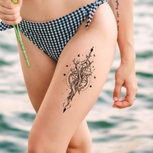 Bohemian Sanskrit Flower Waterproof Temporary Tattoo Sticker Geometric Pattern Fake Tattoos Flash Tatoos Arm Body Art Women Men
