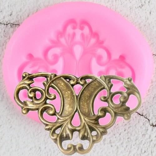 Vintage Relief Scroll Corner Silicone Mold DIY Cupcake Topper Fondant Cake Decorating Chocolate Gumpaste Mold Candy Clay Molds