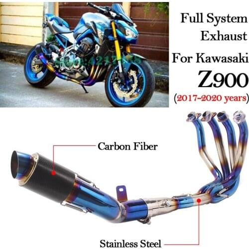 Full System Motorcycle Exhaust For Kawasaki Z900 2017 2018 2019 2020 Years Modified Carbon Fiber Muffler Front Middle Link Pipe
