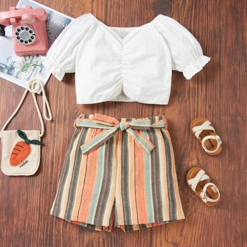 YOYOSHOW 2021New Readystock Summer girls set fashion clothes girl outfits 4-9 years old girls shorts set