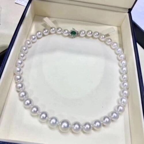 D1212 Pearl Necklace Fine Jewelry Almost Round 8-9mm or 9-10mm or 10-11mm Nature Fresh Water White Pearls Necklaces for Women