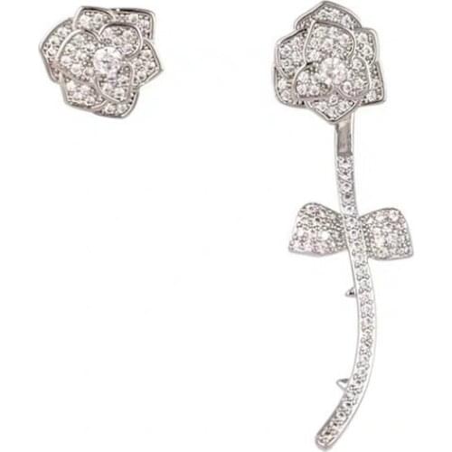 Zeojrlly Trendy Geometric Women Dangle Earrings Asymmetric Flower Earrings New Fashion Simple Earrings Elegant Cute Jewelry