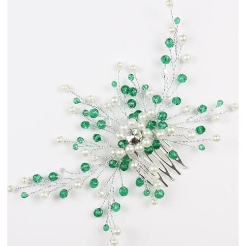 Bohemian Green Women Headdress for hair Pearls Crystal Party Headpieces Banquet Flower Hair Jewelry Woodland Bridal Fascinators