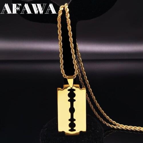 Fashion Stainless Steel Blade Necklaces Gold Color Long Necklace Jewellery For Women or Men collares largos de moda N423S01