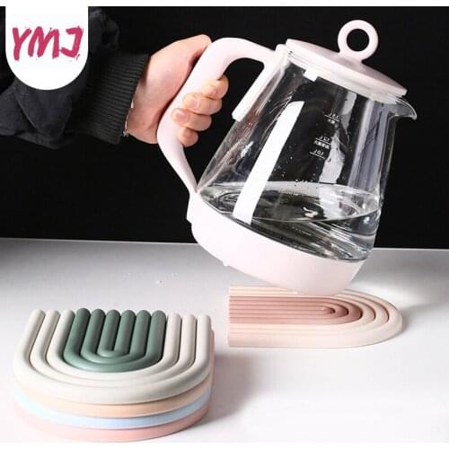 1PC Silicone Coaster Cup Mats Separable Rainbow Pad Heat-insulated Bowl Placemat Home Decor Desktop Eco-friendly Insulated Mat