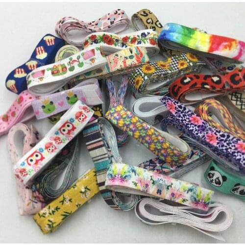 1Y/1.2Y/2Y Randomly Mixed 6-8 Colors 5/8'' FOE Fold Over Elastic Stretch Ribbon Elastic Tape Spandex Rubber Band DIY Crafts