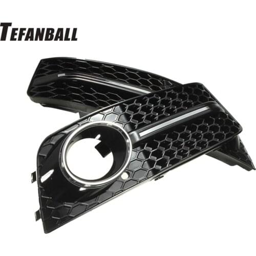 2Pcs Fog Light Cover Grille Grill for Audi A4 B8 RS4 2008-2012 Car Front Bumper Light Grills In Racing Grills Car Accessories