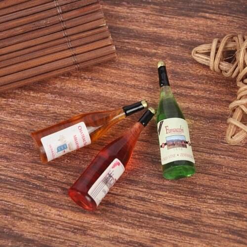 3Pcs 1/12 Miniature Wine Bottles Wine Glass Dollhouse Kitchen Accessories - Mini Dollhouse Living Room Bar Kitchen Accessories