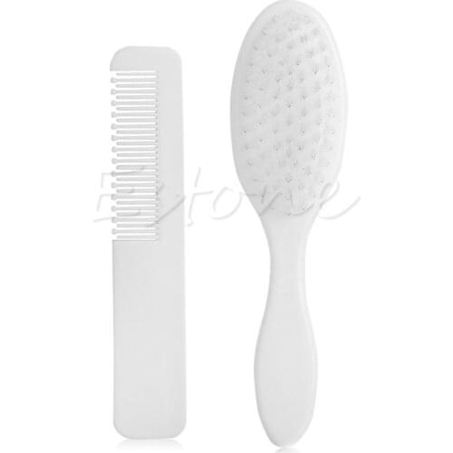 40JC Baby Hair Brush & Comb Set in White Soft Gentle for Babies Toddlers Essentials