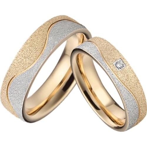 Shiny Emery LOVE Alliances his and hers marriage wedding rings set for men and women stainless steel promise couple ring