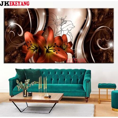 Large 5D Diy diamond painting Red lily flower Diamond Mosaic Rhinestone Embroidery cross stitch Y4339