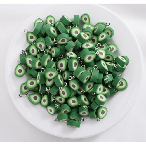 30-90Pcs/pack Green Avocado Polymer Clay Spacer Loose Beads Cute Pear Shape Beads For Jewelry Making DIY Bracelet Accessories