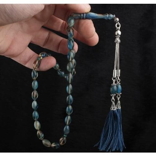 Natural Amber 925 Silver Tassel 33 Beads Pendant Prayer Beads Islamic Tasbih Rosary Men Women Meditation Jewelry From Turkey