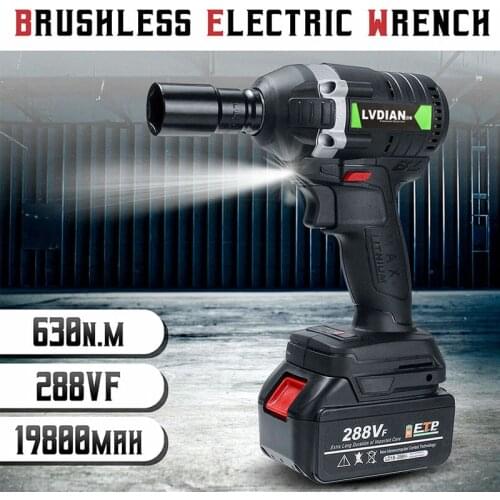 Dreamburgh New 630N.m Electric Cordless Wrench Brushless Impact Wrench 3000rpm Ratchet Driver 288VF Li-ion Battery Power Tools