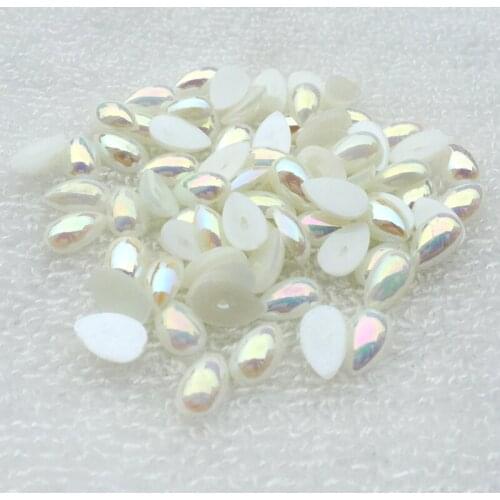 Hot 2000pcs/lot 6*10mm DIY AB resin water drop rhinestones Flat-back Accessories for clothing shoes D488*2K