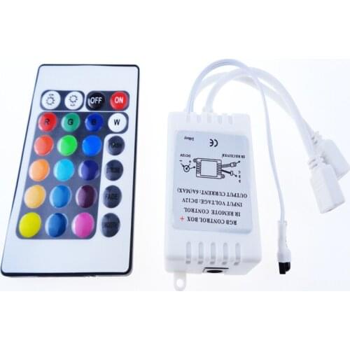 24 Keys IR Remote Controller RGB LED Dimmer 12V 6A 2 port For 5050 3528 SMD LED Strip RGB Bulb Light Mini RGB Controller 1PCS