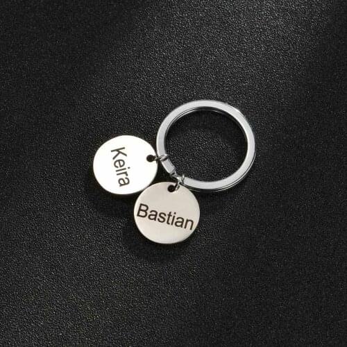 Custom Keychain Personalized Engrave Name Round Keychian For Women&Men Silver Color Stainless Steel Key Chains Jewelry Gifts