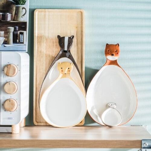 Nordic Ceramic Food Plates Childrens Dinnerware Baby Cartoon Plate Home Decor Dish Kitchen Accessories Steak Salad Plate