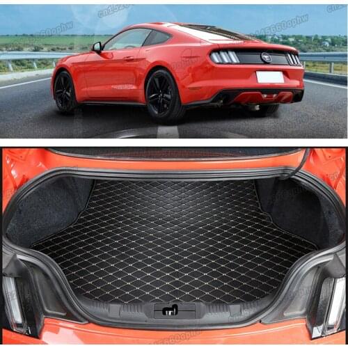 Lsrtw2017 for ford mustang leather car trunk mat cargo liner accessories 2015 2016 2017 2018 2019 rug carpet boot