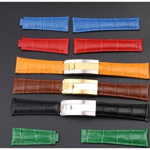 Leather strap men for Rolex Daytona leather strap submariner black green water ghost 20mm watch accessories ladies watch band
