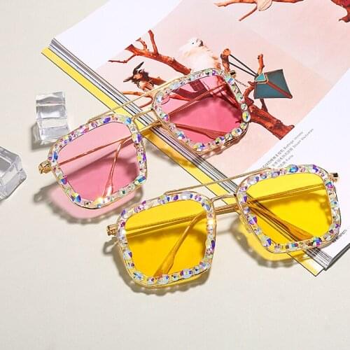 Square Rhinestone Sunglasses Women 2020 Crystal Diamond Sunglasses Men Glasses Oversized Handmade Sunglasses Ladies UV400