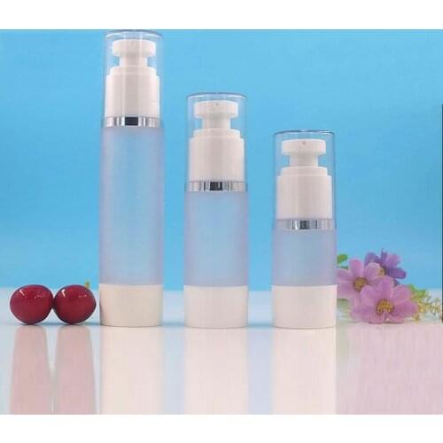 50ml round head frosted plastic airless bottle silver line essence serum/lotion/emulsion liquid foundation skin cosmetic packing