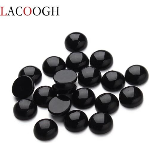 Fashion 20pcs/lot 12 10mm Round Flatback Black Onyx Cabochons Beads Natural Stone Cabochon Base Beads for DIY Jewelry Making