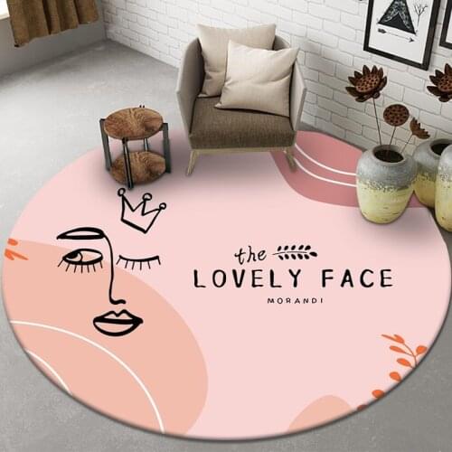 Fashion Decor Living Room Carpet Round Chair Mat Lady Face Print Bedroom Rug Non-slip Entrance Doormat Dining Room Area Rug