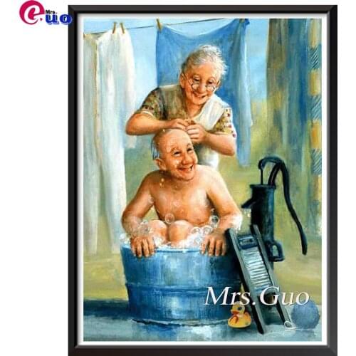 5D Diamond Painting Kit Older Couples Full Square Round Diamond embroidery Cross stitch Diamond mosaic Paint home decor