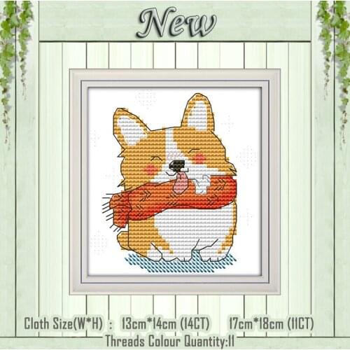 Smiling shiba animal dog diy animal painting counted printed on canvas DMC 14CT 11CT Cross Stitch Needlework Sets Embroidery kit