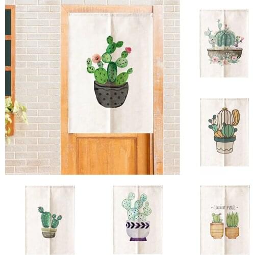 Nordic Green Plant Half Panel Curtain Without Punching Bedroom Kitchen Door Curtain Partition Curtain Doorway Hanging Curtain