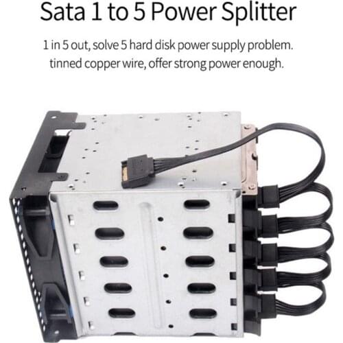 New DIY Molex 4pin IDE 1 To 5 Sata 15Pin F Hard Drive Power Supply Splitter Cable Cord For Diy Pc Sever 15-Pin Power Adapter