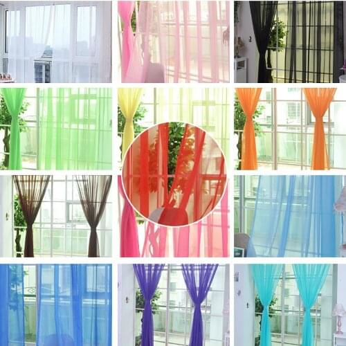 1 Pcs Pure Color Tulle Multicolor Bay Window Screening Solid Door Curtains Drape Panel Sheer Tulle For Living Room #P2