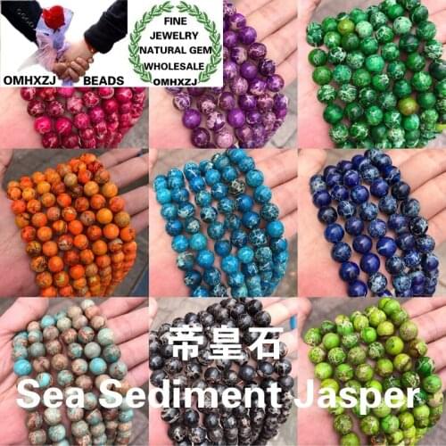 OMHXZJ Wholesale ZB02 4 6 8 10 12mm DIY Bracelet Necklace Jewelry Accessories Natural Stone Fine Sea Sediment Jasper Round Beads
