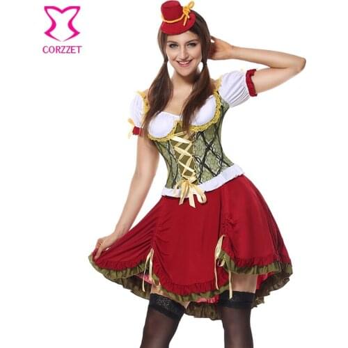 Corzzet Oktoberfest Germany Beer Carnaval Festival October Dirndl Skirt Dress Apron Blouse Gown Costume Girl Women Fancy Dress