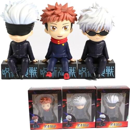 Jujutsu Kaisen Itadori Yuji Gojo Satoru Sitting Q Version PVC Figure Collectible Model Toy Desktop Doll
