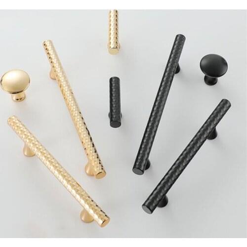 Pure Copper Wardrobe Handle Brass Bright Gold Black Single Double Hole Drawer Knob Solid Brass Cabinet Door Pull