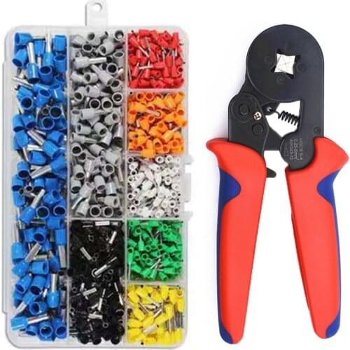 Self-Adjustable Crimping Pliers AWG 23-10 0.25-6mm2 for Wire End Ferrules Four Mandrel Ratchet Crimp Tools Connector