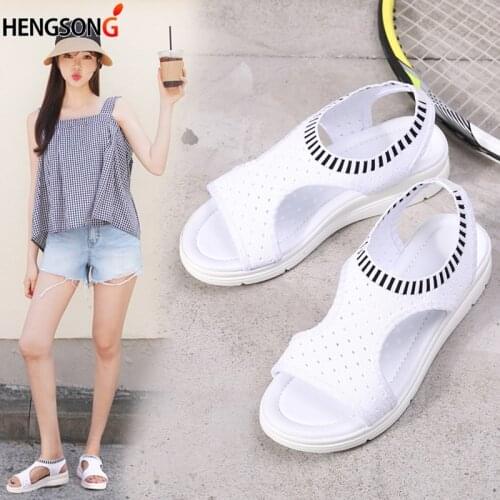 Summer Shoes Women Sandals 2021 Sandalias Mujer Slip-on Mesh Fabric Beach Sandals Flat Wedges Plus Size 45 Sandalia Feminina