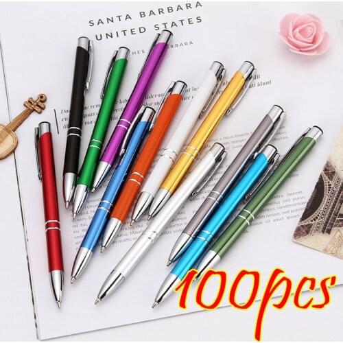 100 Pcs/lot 12 Colors Business Ballpoint Pens Stationery Ballpen Novelty Gift Office Material School Supplies Free Custom Logo